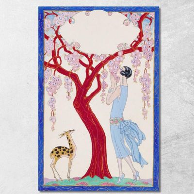 Fawn Woman And Red Tree George Barbier gbb55 canvas print 