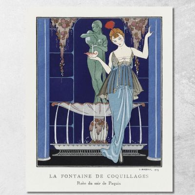 The Shell Fountain Evening Dress By Paquin George Barbier gbb79 canvas print 