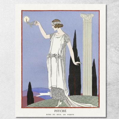Psyche Evening Dress By Worth From Gazette Du Bon Ton No. 9 Pl. 68 George Barbier gbb144 canvas print 