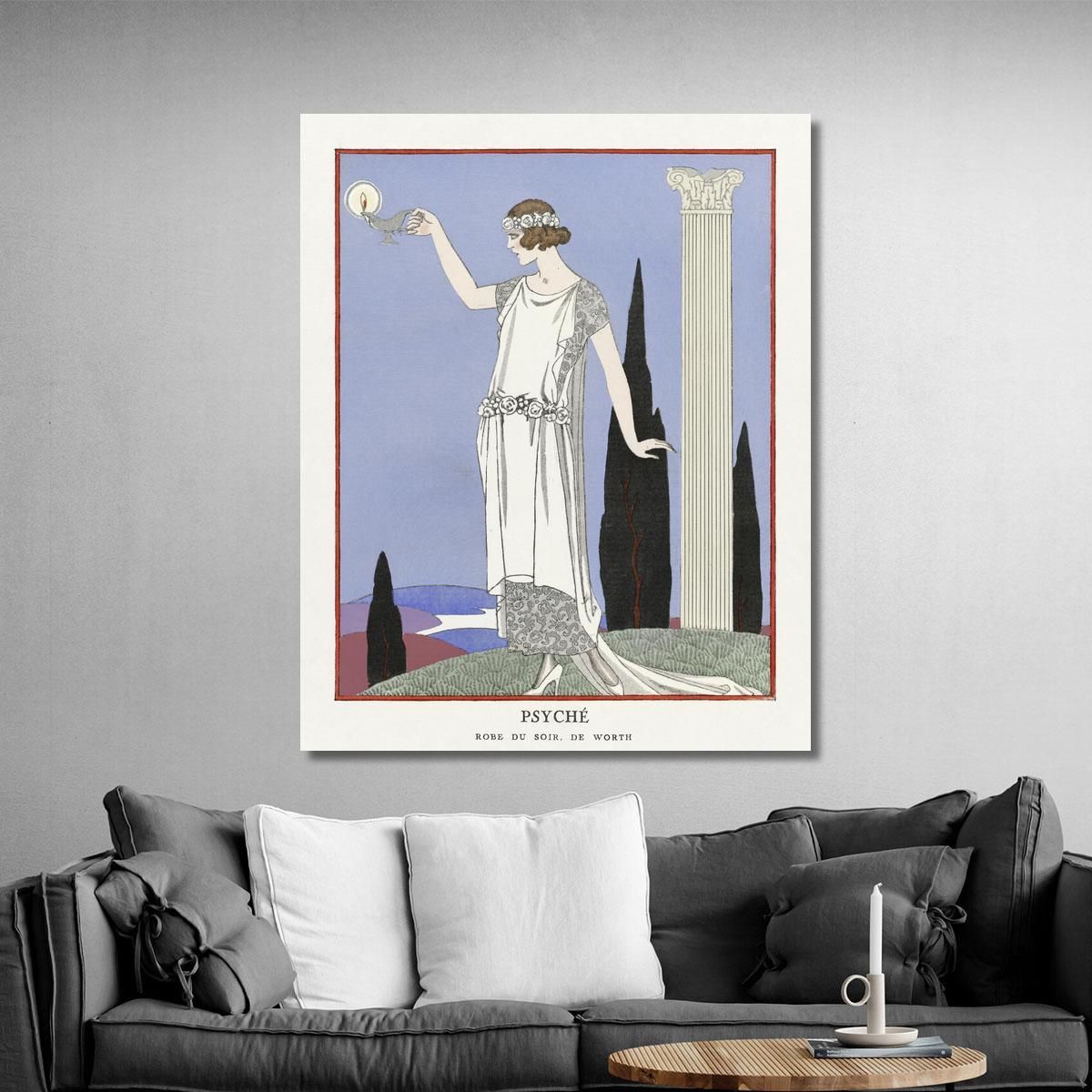 Psyche Evening Dress By Worth From Gazette Du Bon Ton No. 9 Pl. 68 George Barbier gbb144 canvas print 