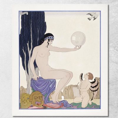 Seated Woman And Cherub George Barbier gbb152 canvas print 