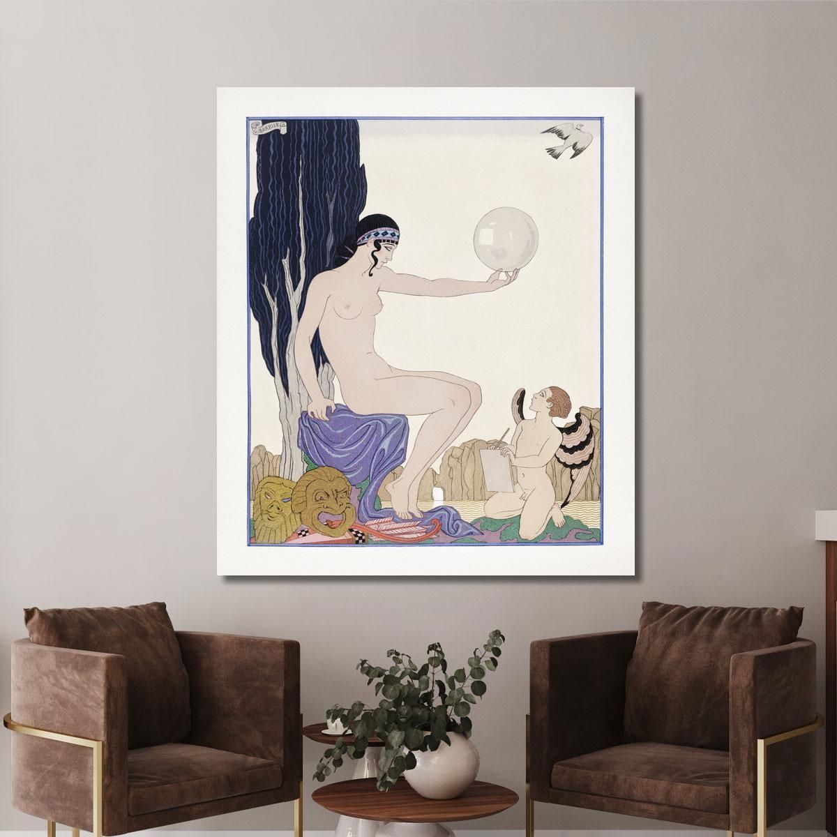Seated Woman And Cherub George Barbier gbb152 canvas print 