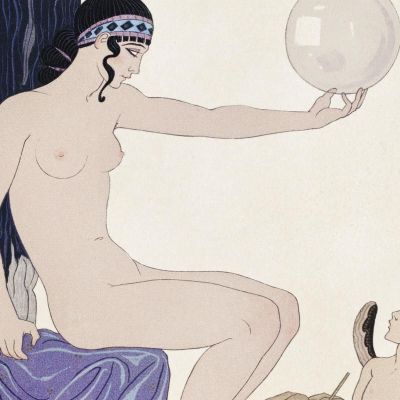 Seated Woman And Cherub George Barbier gbb152 canvas print