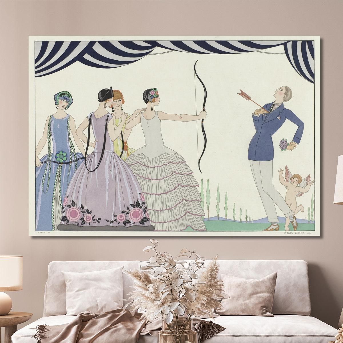 Aim At The Heart Beautiful Ladies! George Barbier gbb159 canvas print 
