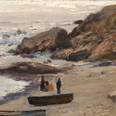 Evening Mood With Fishermen On The Coast Alfred Zoff azf12 canvas print