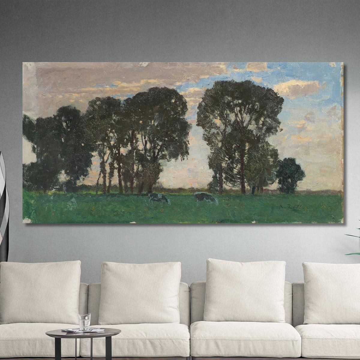 Langenpreising Pasture With Large Trees Alfred Zoff azf46 canvas print 