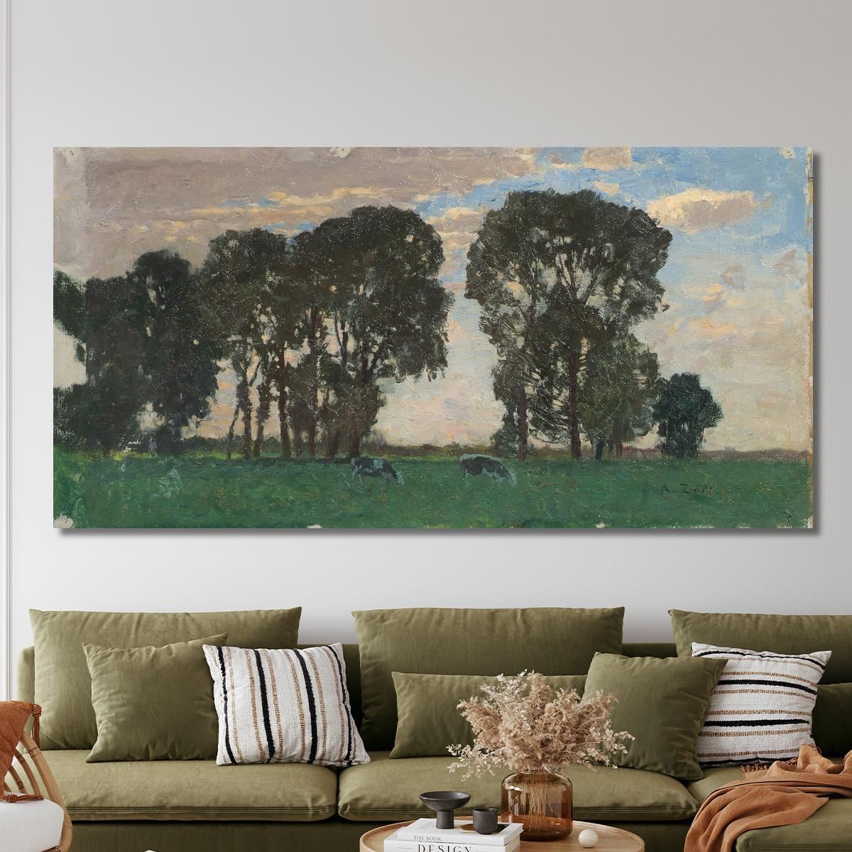 Langenpreising Pasture With Large Trees Alfred Zoff azf46 canvas print 