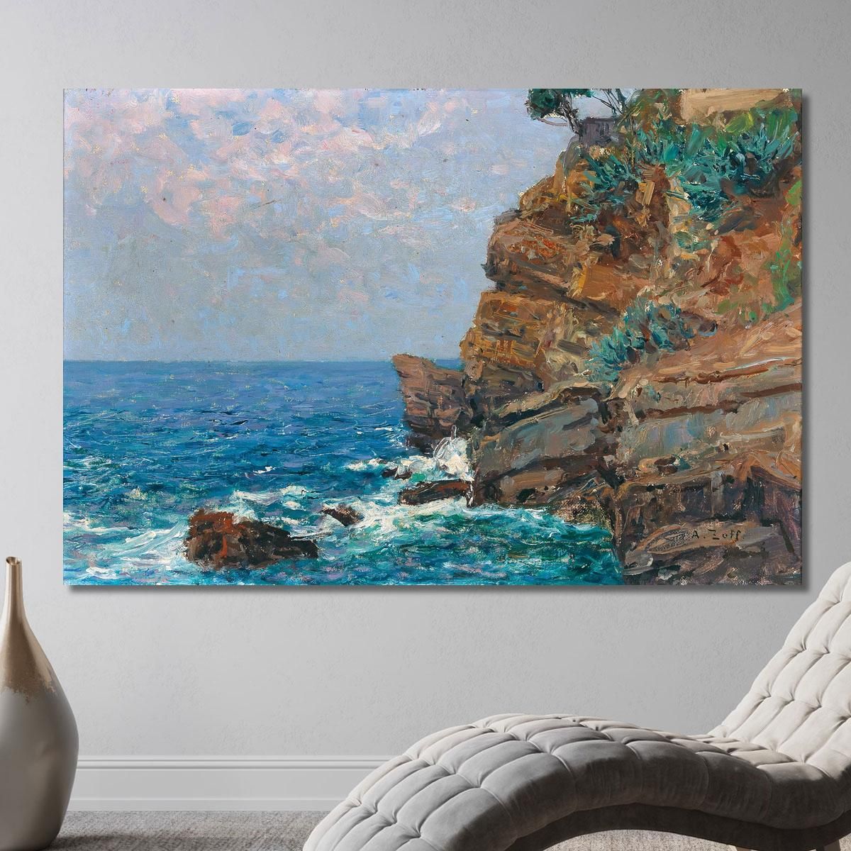 On The Sestri Levante Coast Alfred Zoff azf54 canvas print 