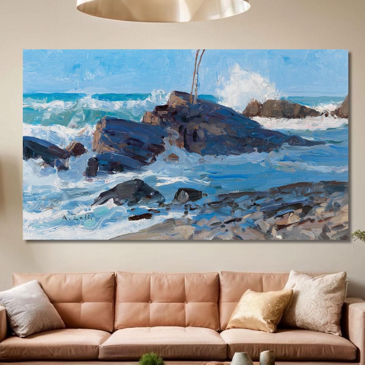 Stormy Seas On A Rocky Coast Alfred Zoff azf61 canvas print 