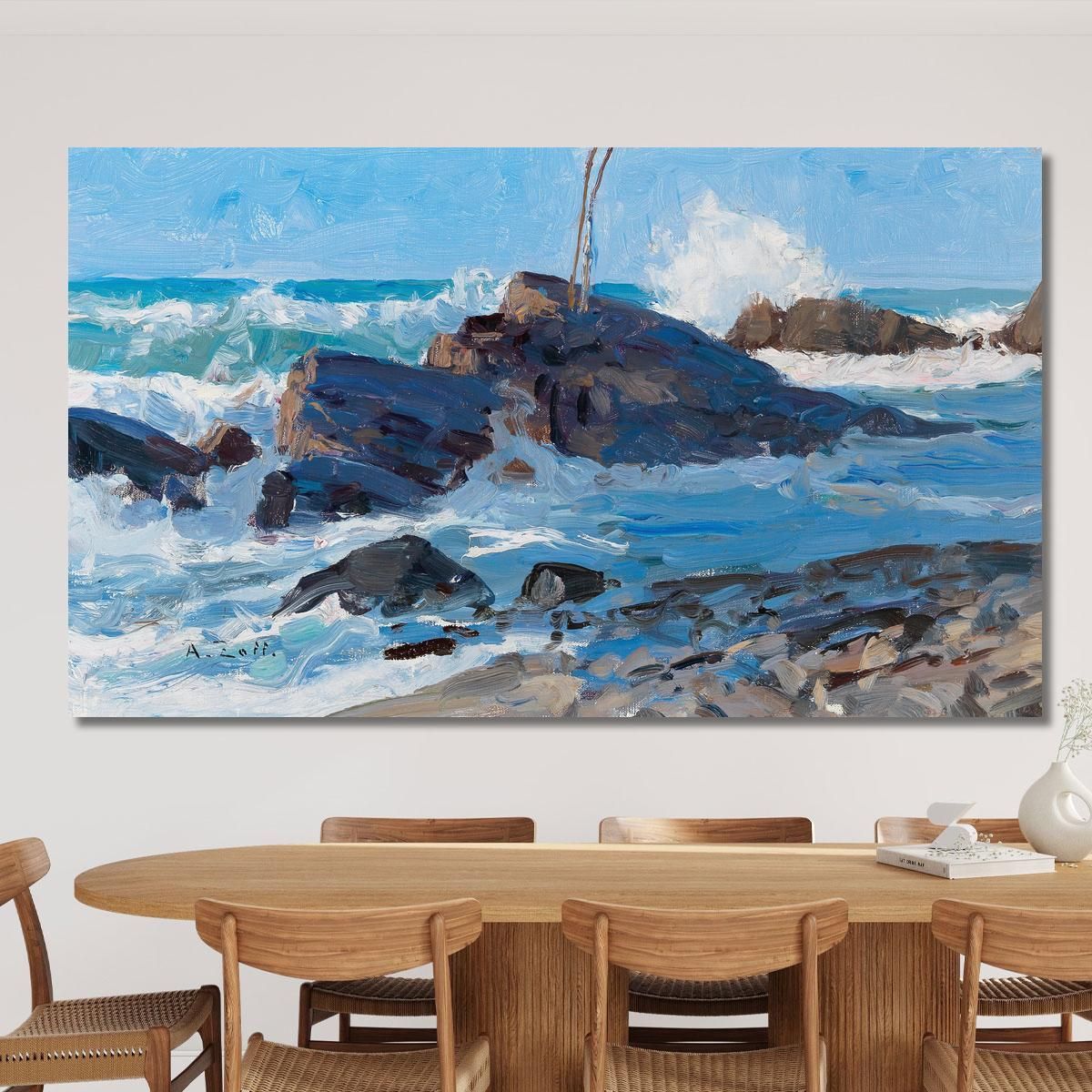 Stormy Seas On A Rocky Coast Alfred Zoff azf61 canvas print 