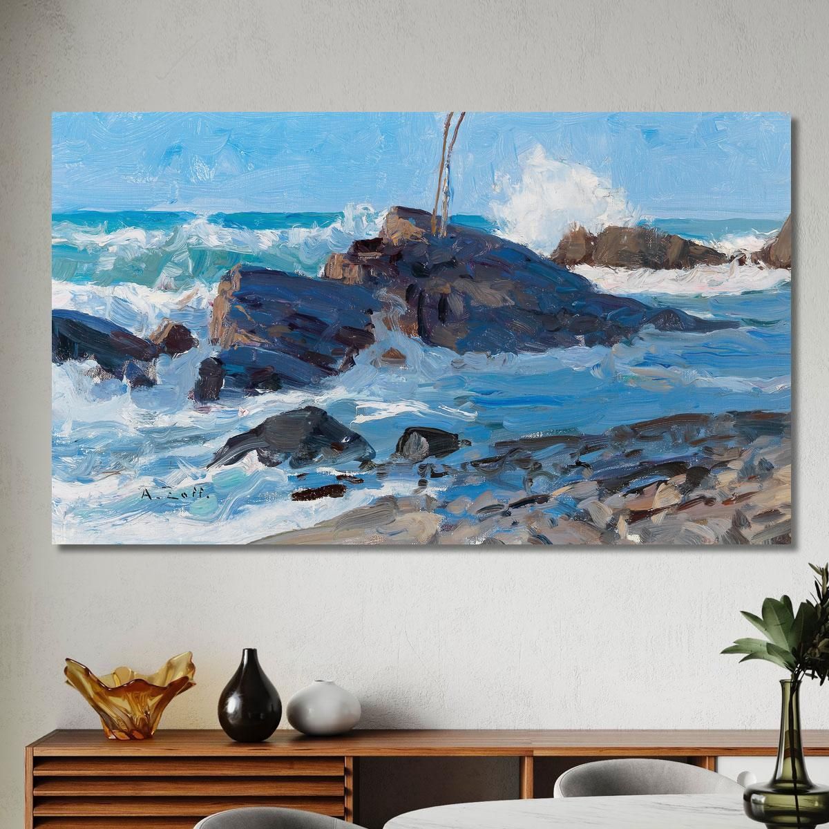 Stormy Seas On A Rocky Coast Alfred Zoff azf61 canvas print 