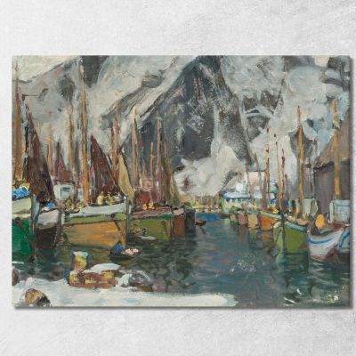 Among The Fishing Boats In Svolvaer. Study From Lofoten Anna Boberg abb6 canvas print 