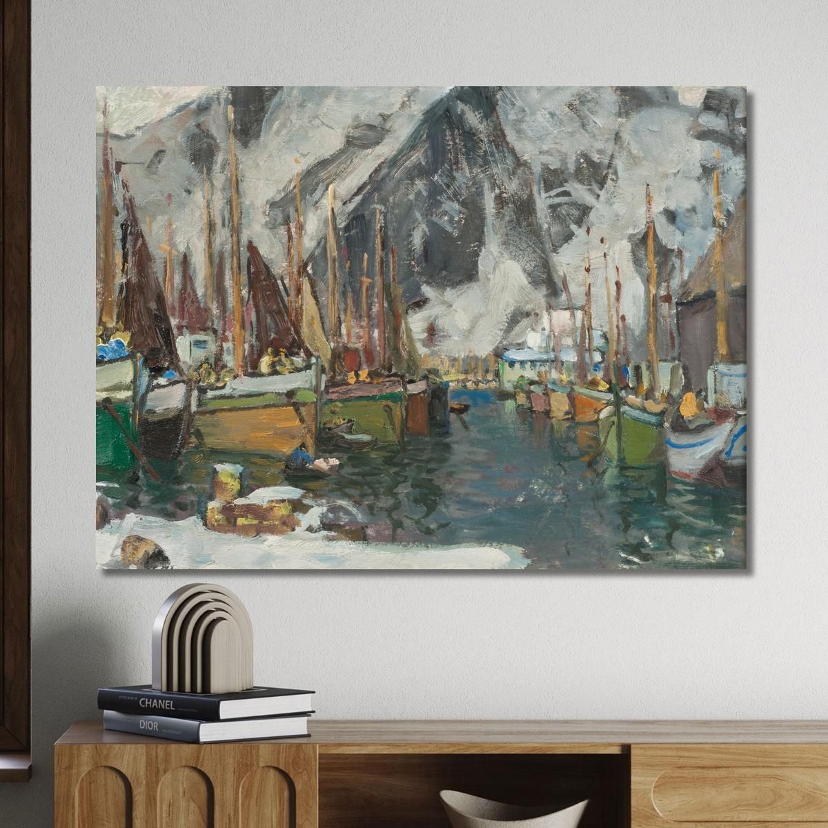 Among The Fishing Boats In Svolvaer. Study From Lofoten Anna Boberg abb6 canvas print 