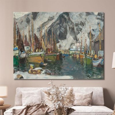 Among The Fishing Boats In Svolvaer. Study From Lofoten Anna Boberg abb6 canvas print 