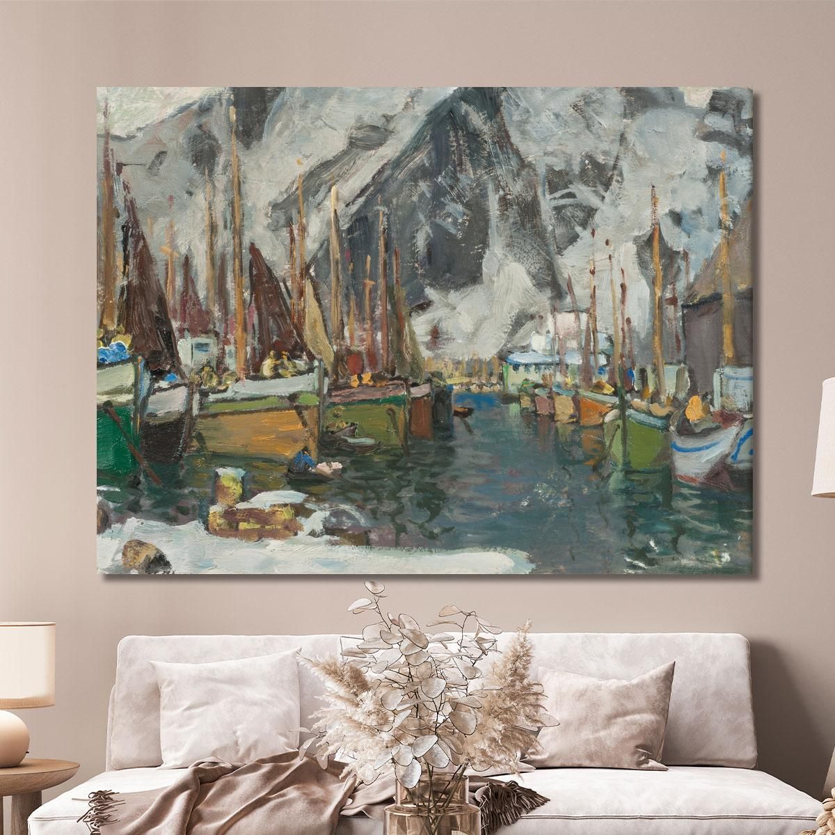 Among The Fishing Boats In Svolvaer. Study From Lofoten Anna Boberg abb6 canvas print 