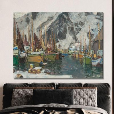 Among The Fishing Boats In Svolvaer. Study From Lofoten Anna Boberg abb6 canvas print 