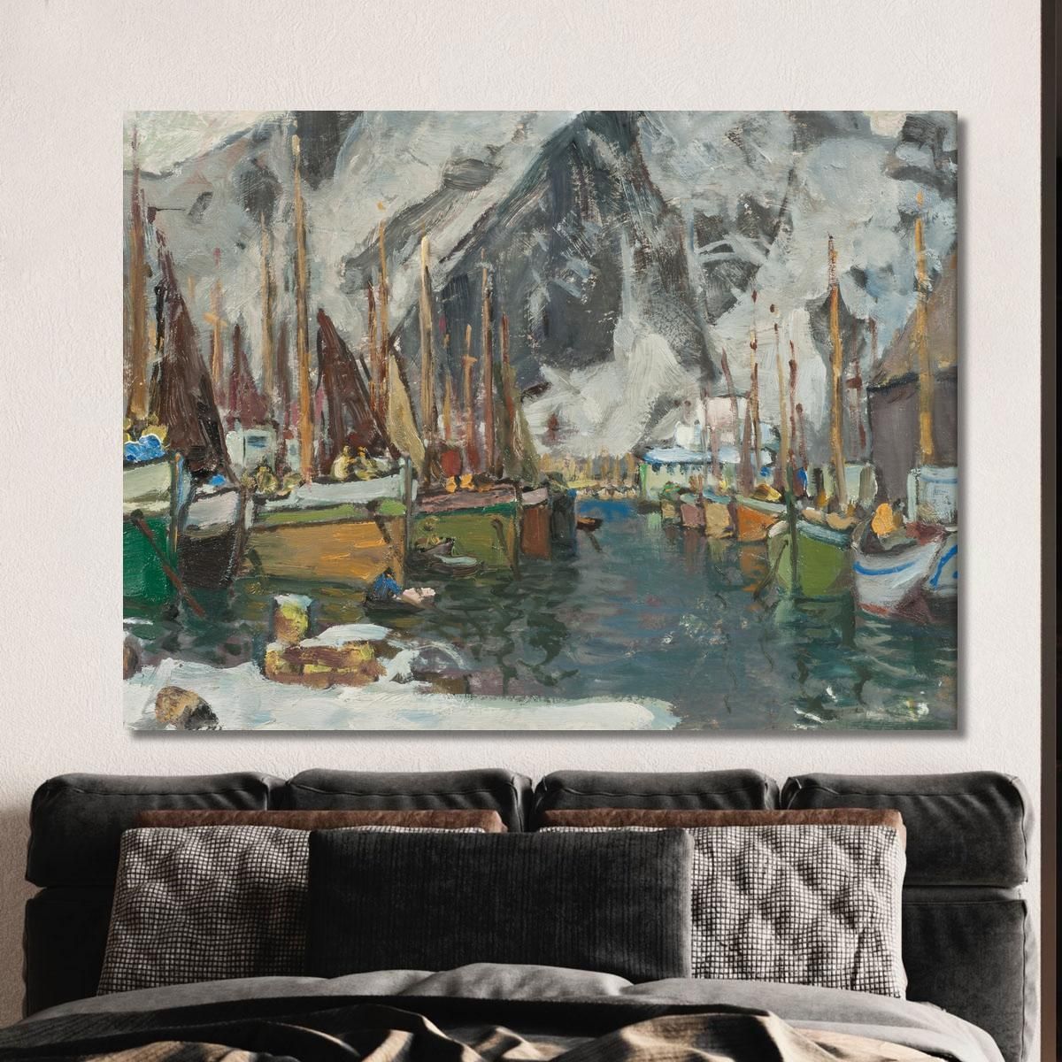 Among The Fishing Boats In Svolvaer. Study From Lofoten Anna Boberg abb6 canvas print 